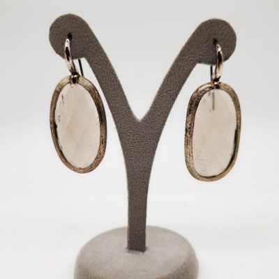ORECCHINI ARGENTO SATINATO QUARZO FUME' </br>BFHX 5636