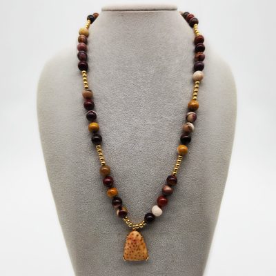 COLLIER ARGENTO DIASPRO PALMA FOSSILE </br>GIHX 12176