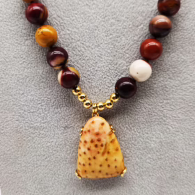 Alternative view of COLLIER ARGENTO  DIASPRO  PALMA FOSSILE </br>GIHX 12176