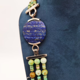 Alternative view of COLLANA 3 FILI  AULITE CRISOPRASIO LAPISLAZZULI </br>GIHX 12747
