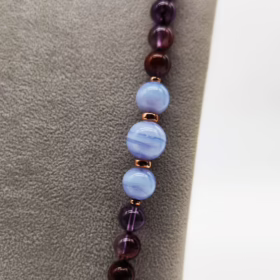 Alternative view of COLLANA LUNGA  AMETISTA MUSCHIATA CALCEDONIO ARGENTO ROSATO </br>GIHX 13027