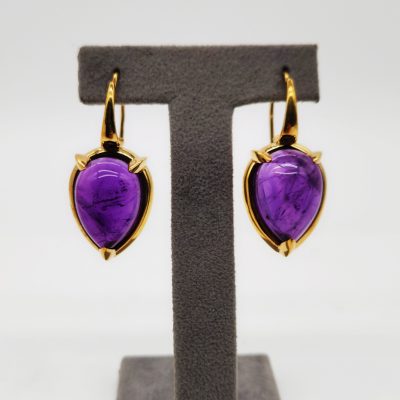 ORECCHINI ARGENTO DORATO AMETISTA GOCCIA </br>GIHX 13263