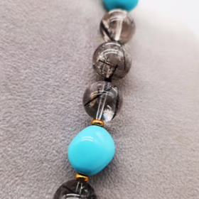 Alternative view of COLLANA  PASTA TURCHESE  QUARZO TORMALINATO ARGENTO </br>GIHX 13415