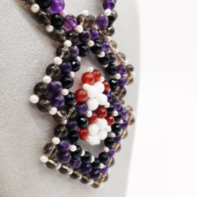 Alternative view of COLLANA TESSITA MULTICOLORE E PERLE </br>SIHX 4198
