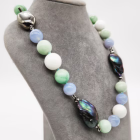 COLLANA PERLE BAROCCHE CALCEDONIO MOONSTONE </br>SMOX 4605 - immagine 3