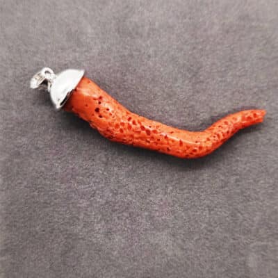 PENDENTE CORNO CORALLO ARGENTO </br>BFHX 7566