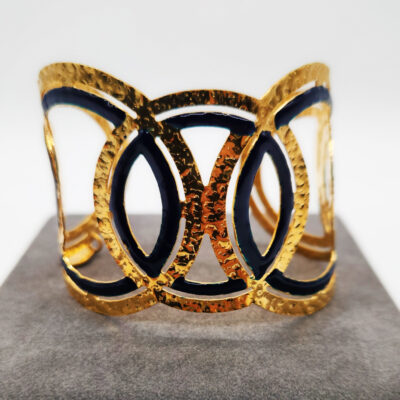 BRACCIALE METALLO RIGIDO DORATO SMALTI BLU </br>GDHX 7152