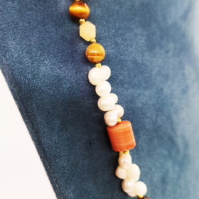 Alternative view of COLLANA FANTASIA BASE OCCHI DI TIGRE CORNIOLA </br>GIHX 1199
