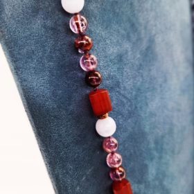 Alternative view of COLLANA IN ARGENTO ROSATO AMETISTA MUSCHIATA CALCEDONIO CORNIOLA  </br>GIHX 13031