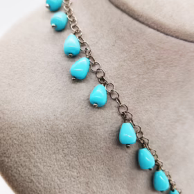 Alternative view of COLLIER IN ARGENTO CON PERLE GOCCE TURCHESI </br>GIHX 13460