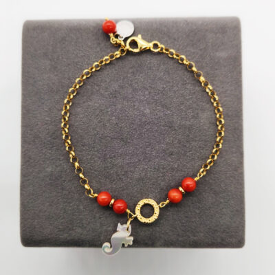 BRACCIALE ARGENTO DORATO SOGGETTI MARINI </br>GIHX 13523