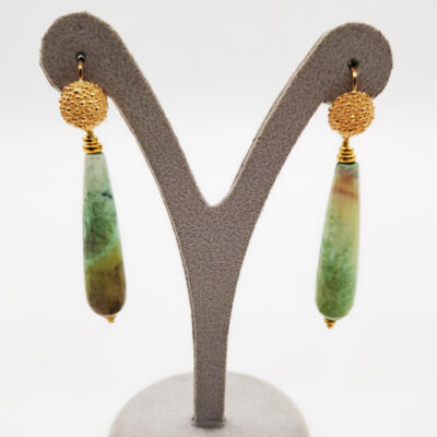 ORECCHINI ARGENTO DORATO CON GOCCIA AMAZZONITE </br>GIHX 13570