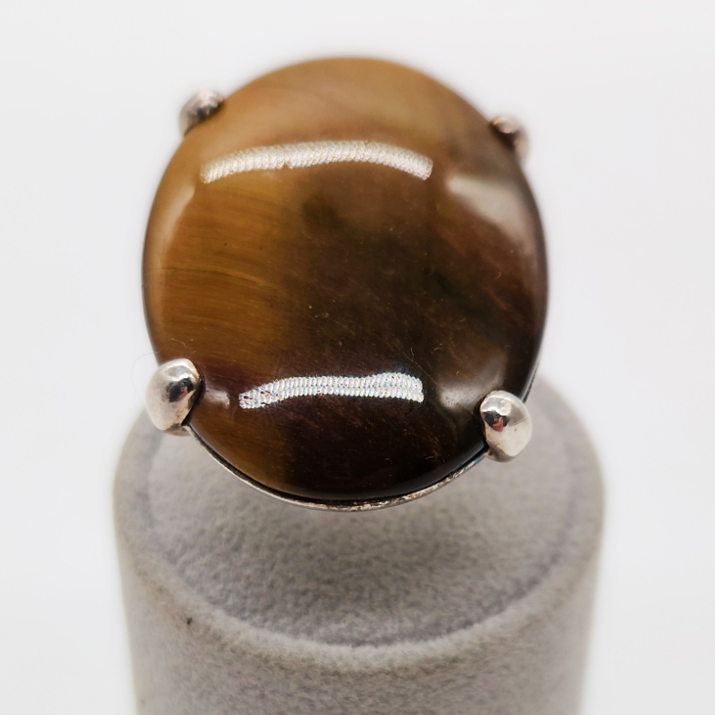 ANELLO ARGENTO OCCHI DI TIGRE OVALE </br>GIHX 13700