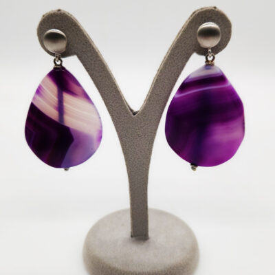 ORECCHINI ARGENTO AGATA LILLA GOCCE </br>GIHX 7374