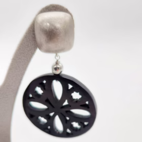 Alternative view of ORECCHINI ARGENTO EBANO NERO TONDO</br>GIHX 8518