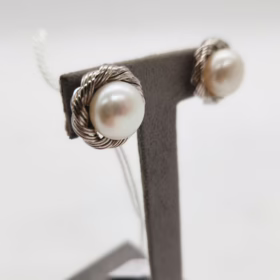 Alternative view of ORECCHINI ARGENTO INTRECCIO PERLE ACQUA DOLCE </br>RGHX 10952