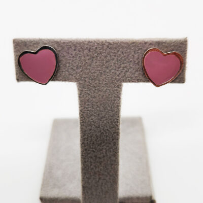 ORECCHINI ARGENTO CUORE SMALTO ROSA </br>RGHX 9726