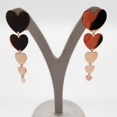 ORECCHINI ARGENTO ROSATO CON CUORI </br>RMHX 9527